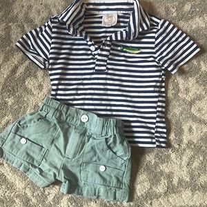 Little Bear Smocks 12m fishing shorts set